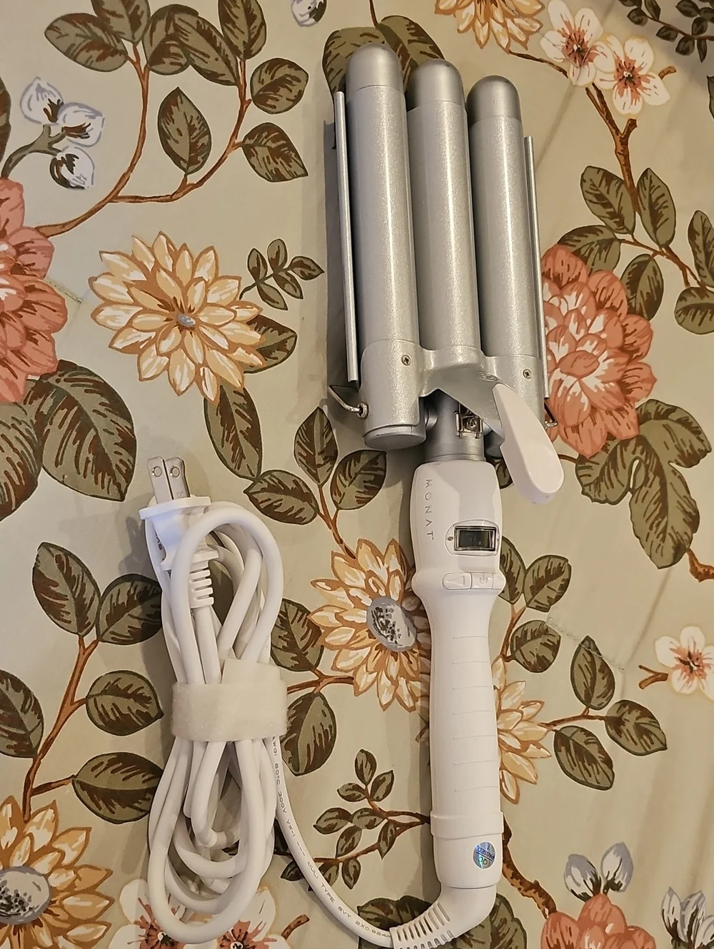MONAT White and Silver Triple Barrel Waver - Professional Hair Styling Iron